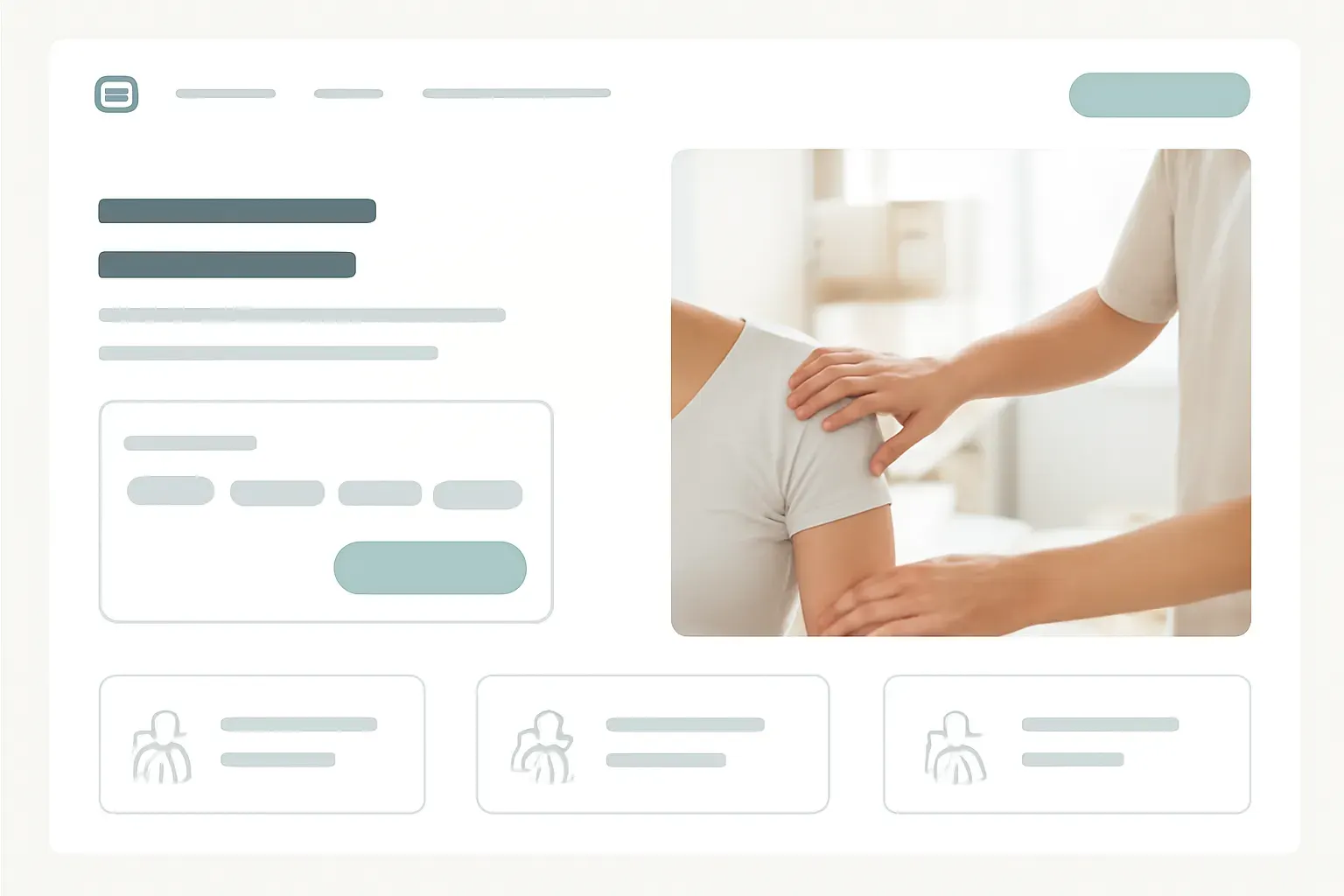 Concept project: a physiotherapy practice website with a booking-style layout, flat screenshot